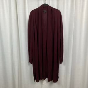 Worthington Burgundy Red Open Front Longline Cardigan Sz.2X